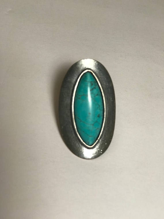 Large Oval Turquoise Ring Boho Style