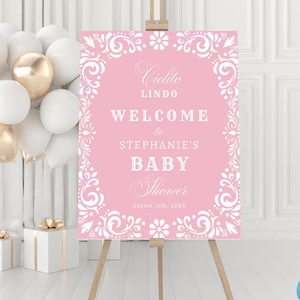 Printable Cielito Lindo Baby Welcome Sign, Digital Mexican Talavera Baby Shower Shower Sign, Digital Papel Picado Welcome Poster Decor CD043