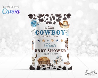 Rodeo Baby Shower Chip Bag | A little Cowboy Is On The Way Treat Bag | Western Baby Shower Favors | Printable Snack Bag Wrapper | CD037