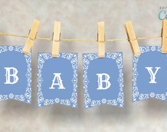 Editable Mexican Talavera Baby Shower Banner, Cielito Lindo Welcome Baby Banner, Digital Papel Picado Baby Shower Flag Banner CD044