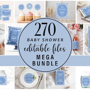 Editable Mexican Talavera Baby Shower Invitation Mega Bundle, Boy Cielito Lindo Games Signs Set, Baby Papel Picado Party Mega Pack CD044