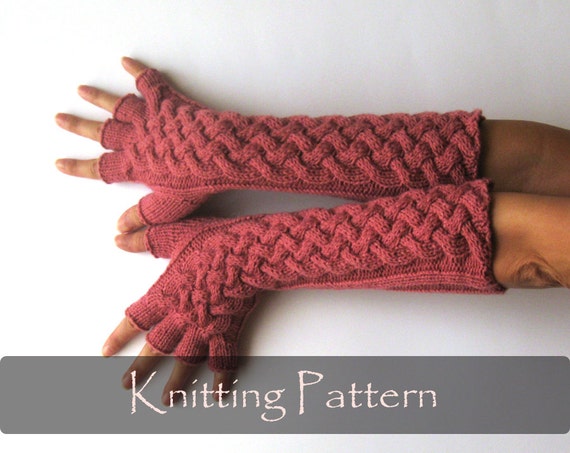 Knitting Pattern Double Cable Gloves Pattern Knit Fingerless Gloves Fingerless Mittens Arm Warmers Hand Warmers Knit Pattern Pdf P0025