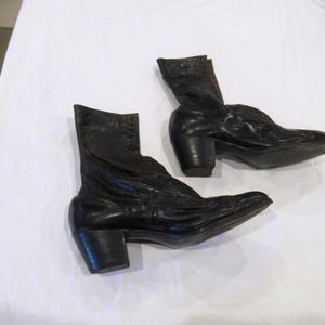 Black leather Victorian / Edwardian boots shoes, 1910s