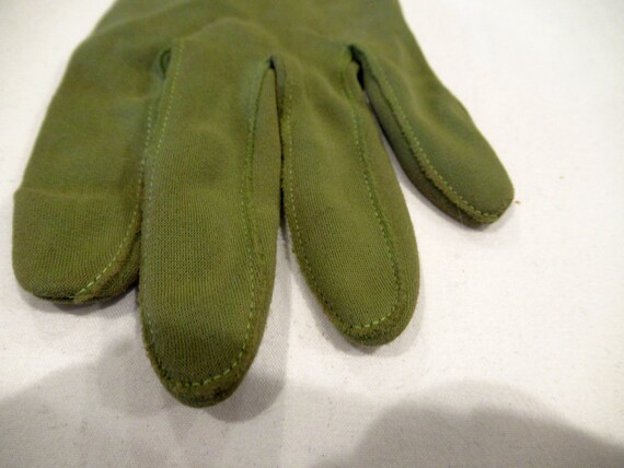Hansen green nylon gloves with bows, sz. 7.5, c. … - image 2