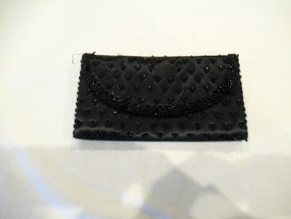 Sim black beaded clutch purse evening bag, c. 196… - image 3
