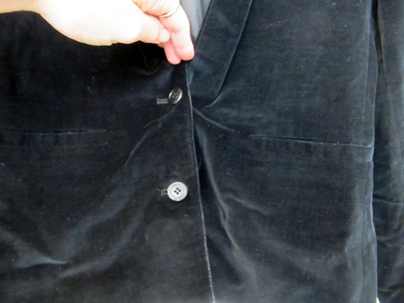 Black velvet blazer suit jacket, sz. 14, 38" ches… - image 6
