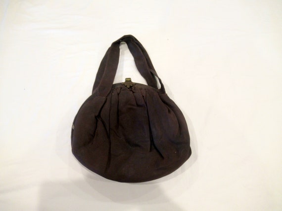 Brown faille fabric purse, c. 1920s flapper purse… - image 2