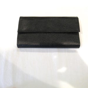 Princess Gardner black leather wallet, green interior, c. 1960s