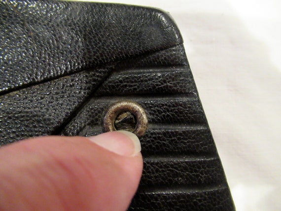 1920s black leather wallet purse pocketbook, flap… - image 5