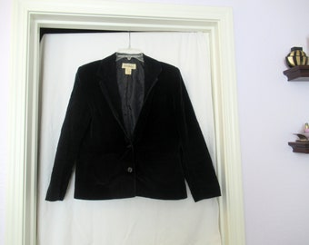 Black velvet blazer suit jacket, sz. 14, 38" chest, c. 1970s