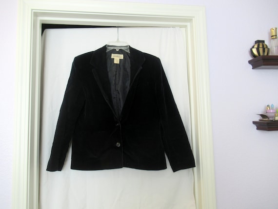 Black velvet blazer suit jacket, sz. 14, 38" ches… - image 1