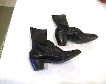 Schwarze Victorian / Edwardian Lederstiefel, 1910er Jahre