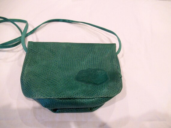 Carlos Falchi green leather snakeskin purse, c. 19
