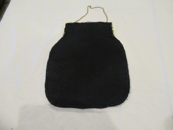 Black felt applique purse, c. 1960s, boho - image 8