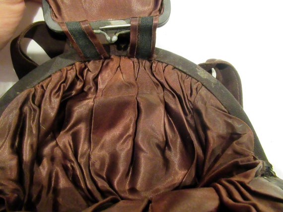 Brown faille fabric purse, c. 1920s flapper purse… - image 7
