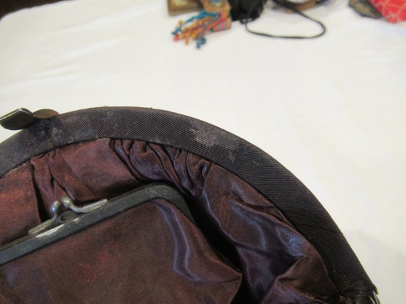 Brown faille fabric purse, c. 1920s flapper purse… - image 5