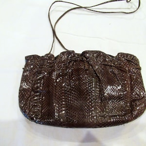 Mary McFadden brown lizard skin purse clutch evening bag, c. 1980s