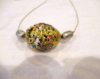 Easter egg necklace, artisan-made, 16" long, c. 1990s