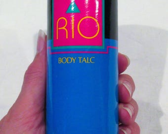 Talco per il corpo Avon Rio, confezione intera, mai usato, circa 1988.