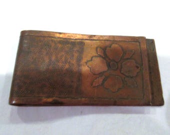 Prendedor de dinheiro Art Déco em cobre, com monograma "F", década de 1930.