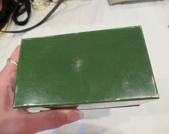 Ohio Art Company vintage dark green recipe box with dividers, c. 1960s