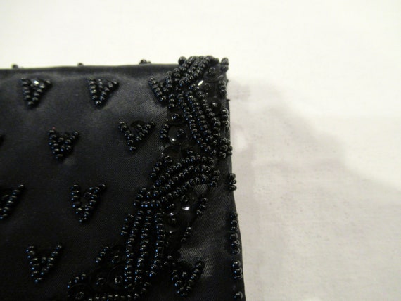 Sim black beaded clutch purse evening bag, c. 196… - image 4