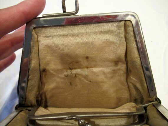 1920s black leather wallet purse pocketbook, flap… - image 7