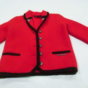Sigi Scheiber red wool Tyrolean jacket, sz. XS