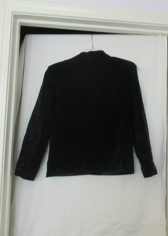 Black velvet blazer suit jacket, sz. 14, 38" ches… - image 2