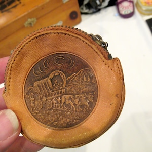 Las Vegas Nevada brown leather coin purse, c. 1950s