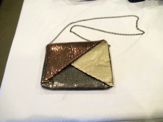 Whiting and Davis gold, silver, and bronze purse … - image 1