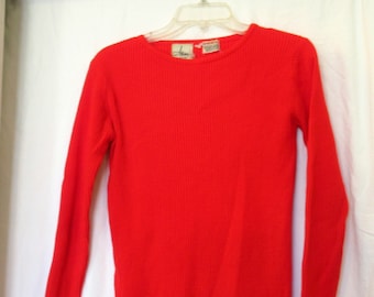 Atkins red ribbed sweater top, size Large, c. 1960s