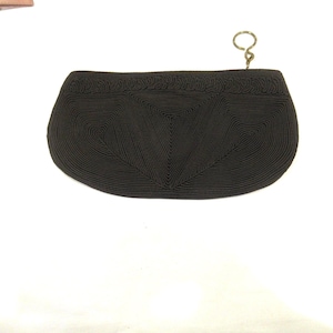 Braune Clutch Abendtasche Portemonnaie Abendtasche Corde Style Expresso, drei Fächer, c. 1950er Jahre
