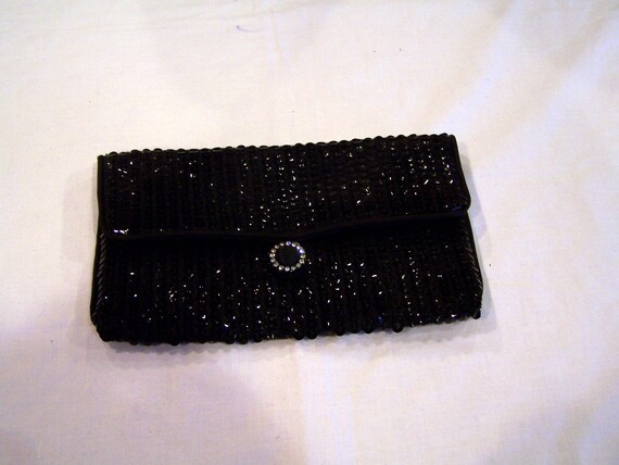 black sequin clutch