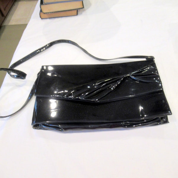 Empress black vinyl purse with bow, c. 1960s