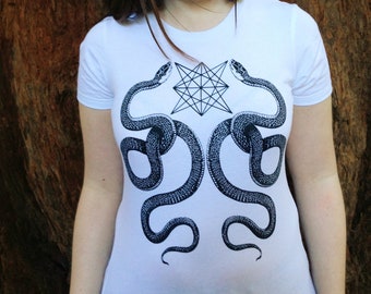Women's T-shirt with Snakes / Occult T-Shirt / Goth T-Shirt / witch clothing / witchy / snake t-shirt / witchy clothing / satanic clothing