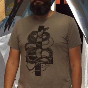 Inverted Cross T-Shirt With Snake / Satanic Clothing
