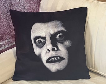 The Exorcist Pillow Cover – Pazuzu / Captain Howdy Horror Decor, 1973 Film Throw Pillow, Gothic Home Gift, Free US Shipping