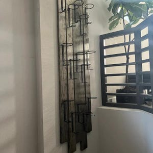 Modular Fir Wood Wine Rack: Black Bottle Holders, Customizable Length image 4