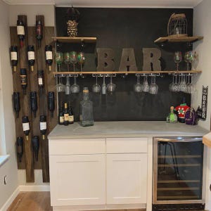 Modular Fir Wood Wine Rack: Black Bottle Holders, Customizable Length image 2