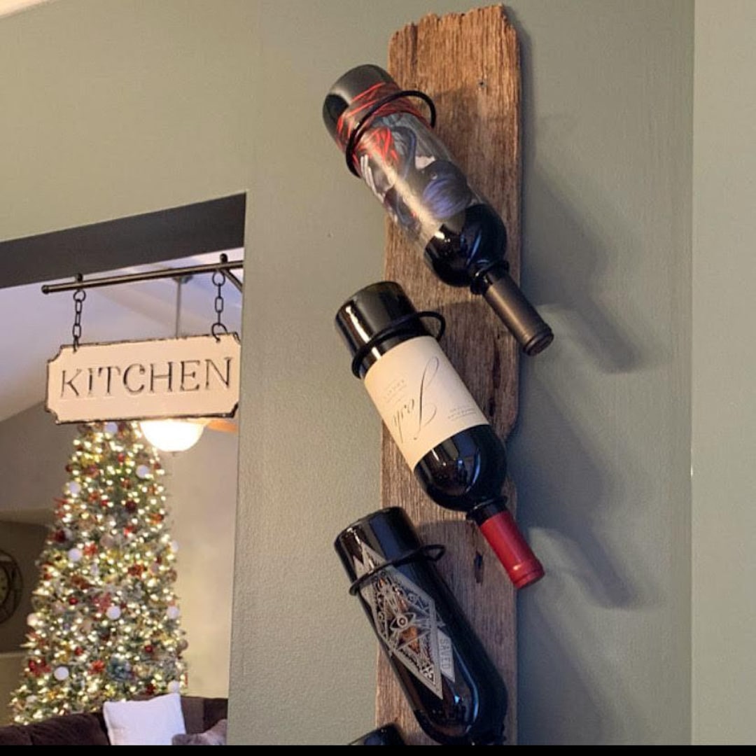 Rustic Wine Rholder Rustic Wine Rack - Reclaimed Wood - Cedar - Metal Wine Bottle Holder - Etsy