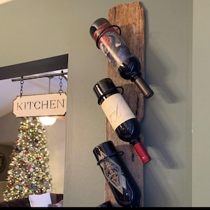 Rustic Wine Rack - Reclaimed Wood - Cedar - Metal Wine Bottle Holder