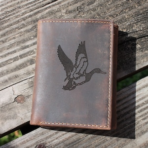 Duck Hunter Wallet, Distressed Leather Wallet, Tres estilos diferentes