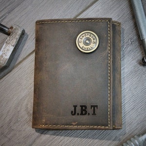 Cartera hecha a mano, Shotgun Shell Trifold Wallet, Wallet for Hunter, Boyfriend Gift, Personalized Wallet, Wallet for DAD