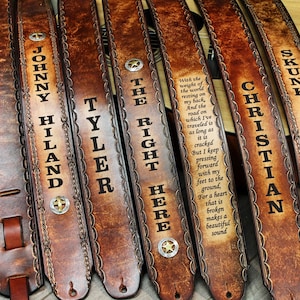 Child&#39;s Leather Guitar Strap, Personalized and Made in the USA