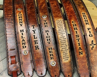 GUITAR STRAP, MillersLeatherShop.com, Personalized Guitar Strap, Leather Guitar Strap,Made in the USA