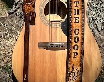 Leather Guitar Strap,Name Engraved Free, Made in the good ole USA by Miller's Leather Shop
