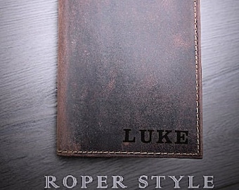 Distressed Leather Roper Long Wallet