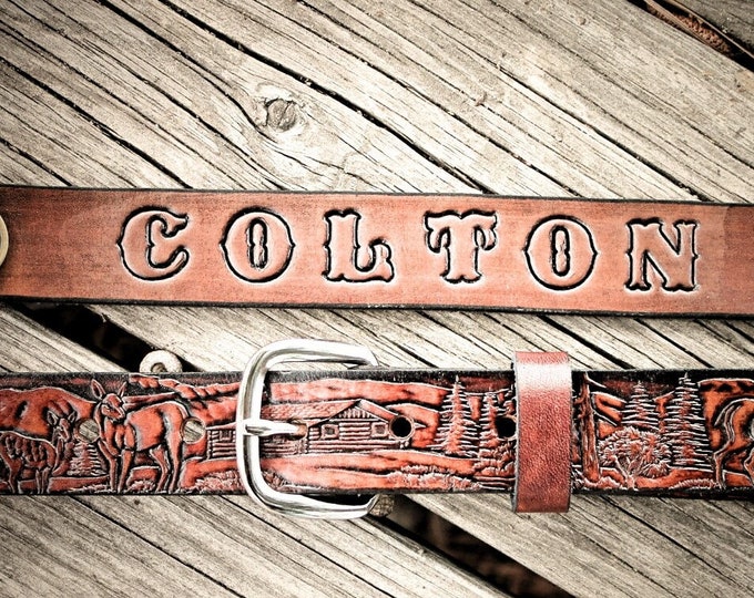 Kid's Belt With DEER DESIGN Name Belt Toddler Belt Deer Etsy