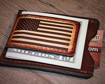 Thin Blue Line Secret Service Silver Base USA Flag Money Clip New